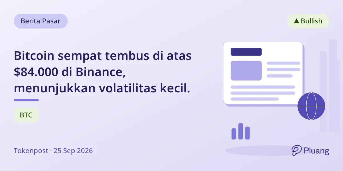 Bitcoin sempat tembus di atas $84.000 di Binance, menunjukkan volatilitas kecil.