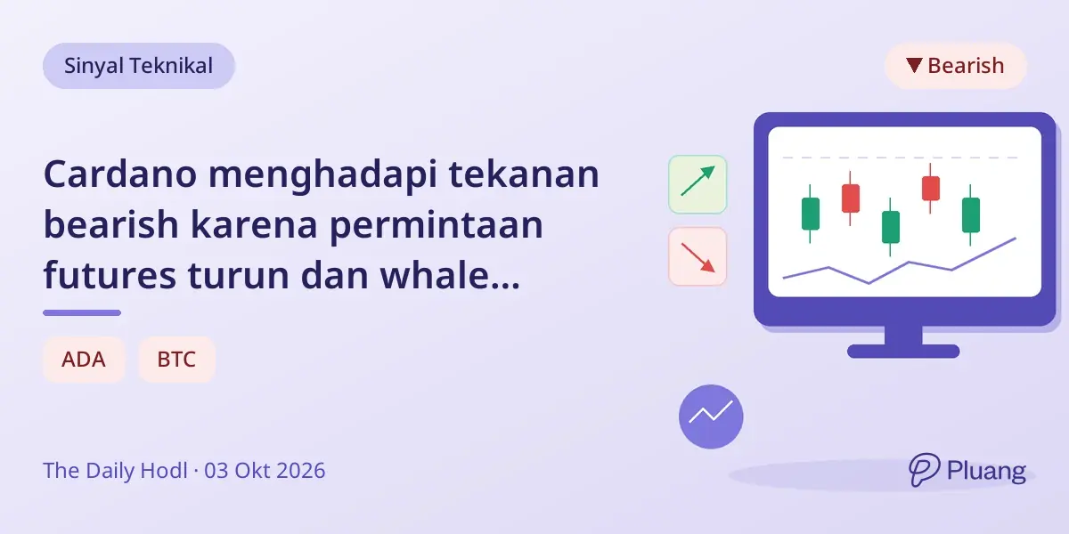 Cardano menghadapi tekanan bearish karena permintaan futures turun dan whale menjual banyak ADA.