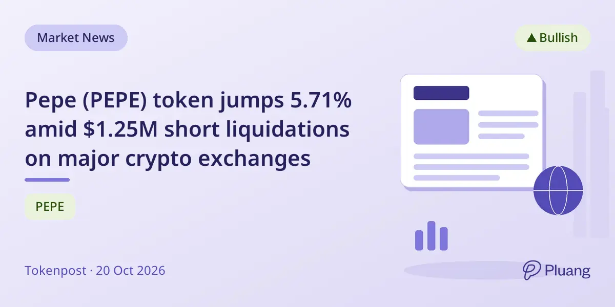 Pepe (PEPE) token jumps 5.71% amid $1.25M short liquidations on major crypto exchanges