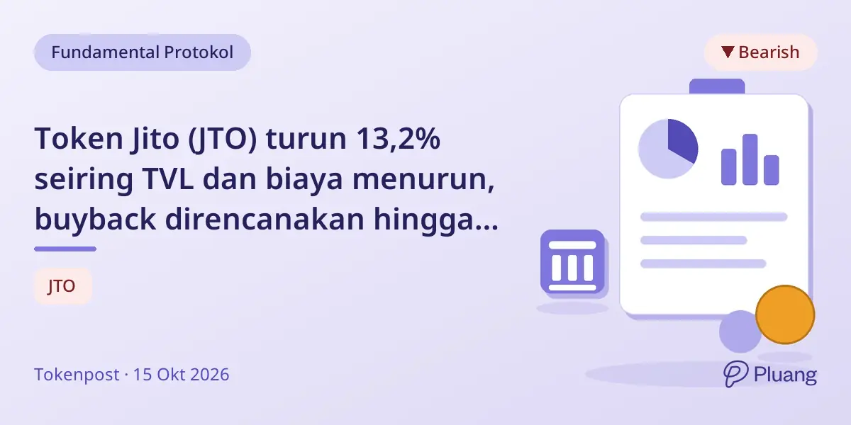 Token Jito (JTO) turun 13,2% seiring TVL dan biaya menurun, buyback direncanakan hingga 2027