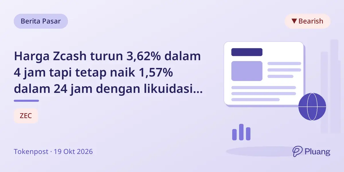 Harga Zcash turun 3,62% dalam 4 jam tapi tetap naik 1,57% dalam 24 jam dengan likuidasi posisi long besar.