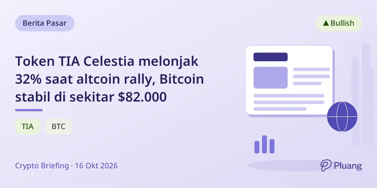 Token TIA Celestia melonjak 32% saat altcoin rally, Bitcoin stabil di sekitar $82.000