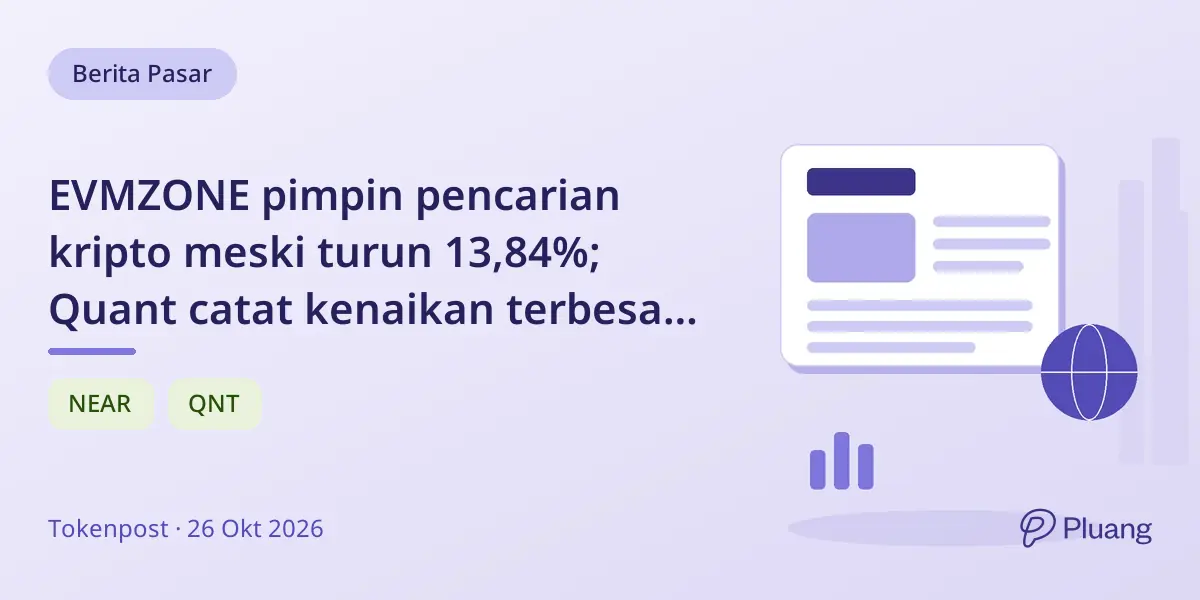 EVMZONE pimpin pencarian kripto meski turun 13,84%; Quant catat kenaikan terbesar 14,41%.