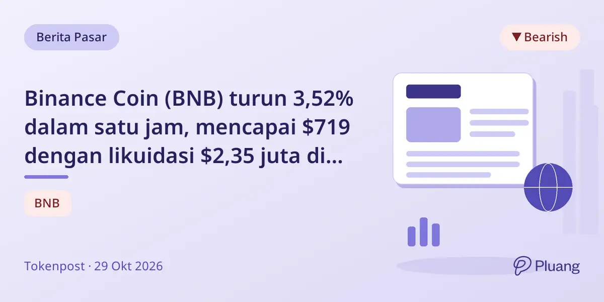Binance Coin (BNB) turun 3,52% dalam satu jam, mencapai $719 dengan likuidasi $2,35 juta di bursa kripto utama