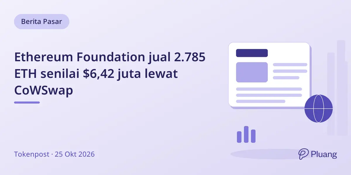 Ethereum Foundation jual 2.785 ETH senilai $6,42 juta lewat CoWSwap