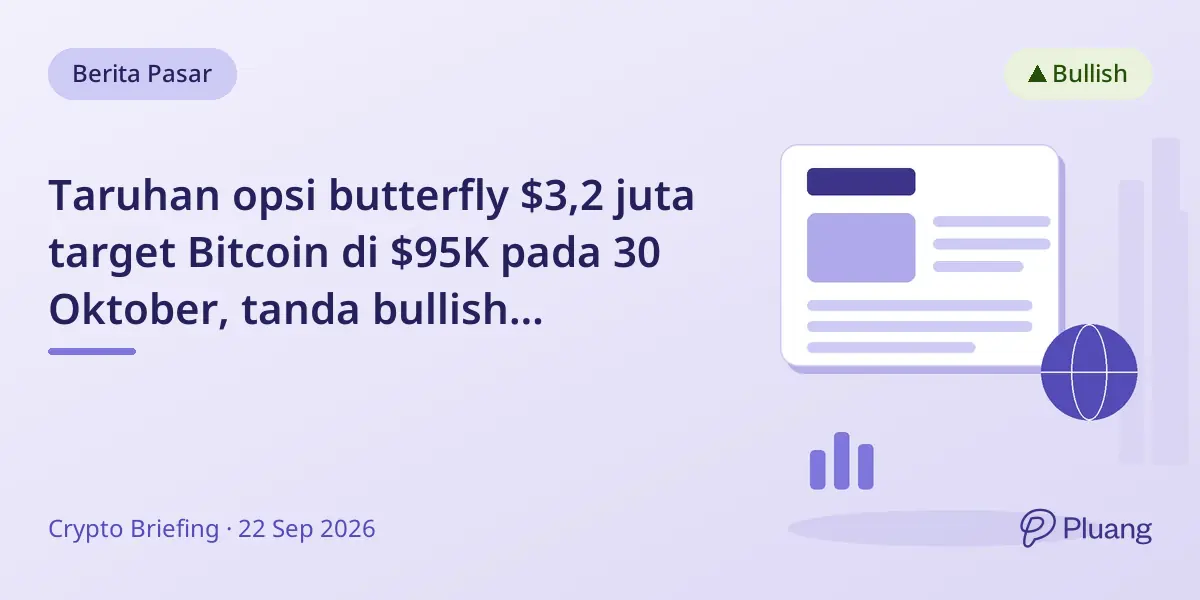 Taruhan opsi butterfly $3,2 juta target Bitcoin di $95K pada 30 Oktober, tanda bullish institusional kuat.