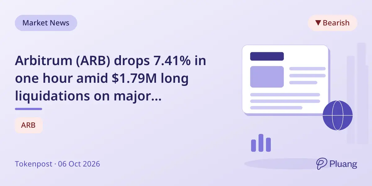 Arbitrum (ARB) drops 7.41% in one hour amid $1.79M long liquidations on major exchanges