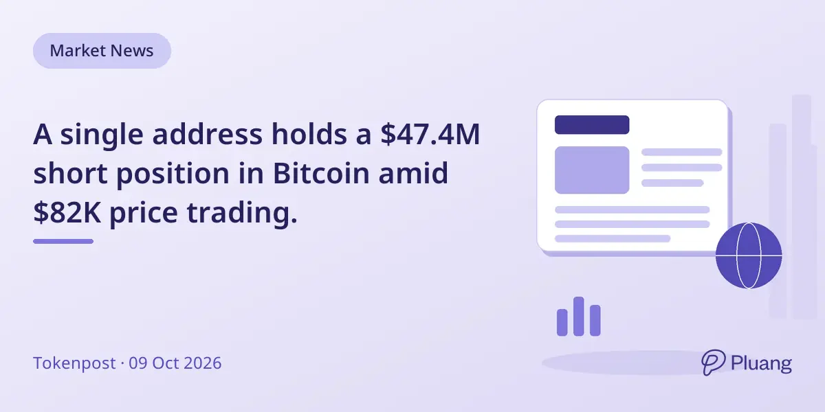 A single address holds a $47.4M short position in Bitcoin amid $82K price trading.