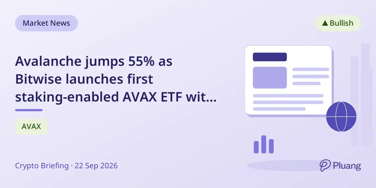 Avalanche jumps 55% as Bitwise launches first staking-enabled AVAX ETF with 5.4% yield target