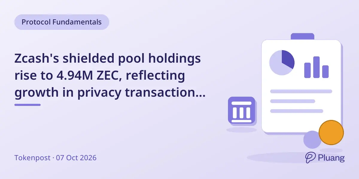 Zcash's shielded pool holdings rise to 4.94M ZEC, reflecting growth in privacy transactions after Ironwood upgrade.
