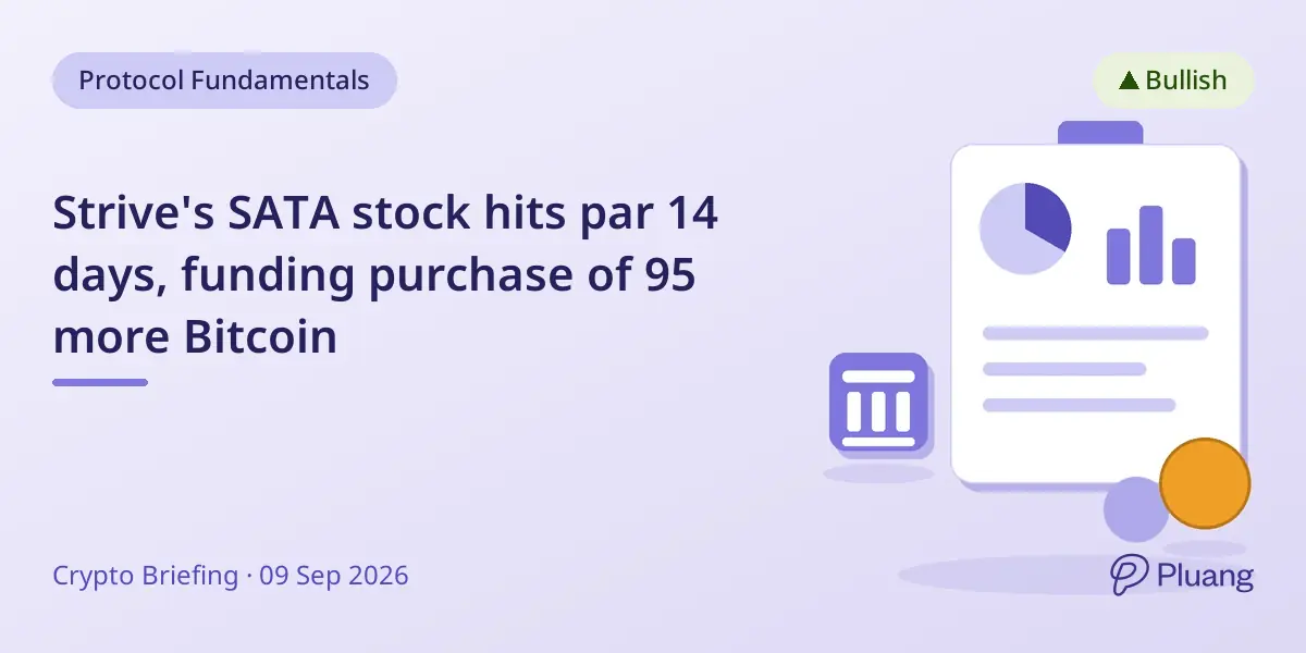 Strive's SATA stock hits par 14 days, funding purchase of 95 more Bitcoin