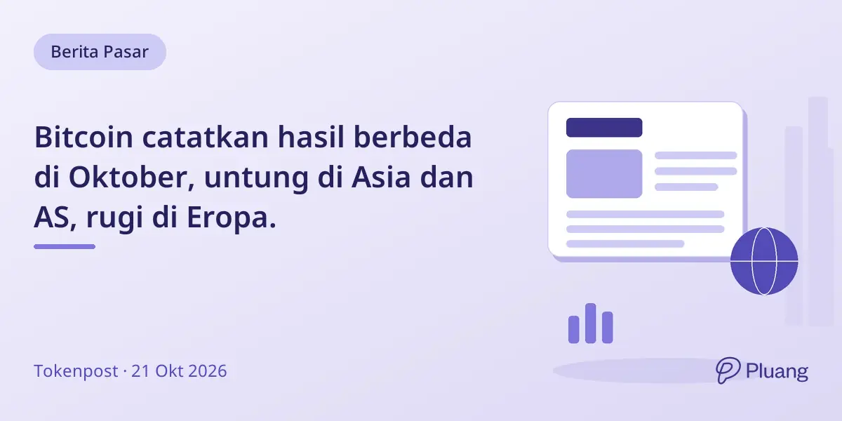 Bitcoin catatkan hasil berbeda di Oktober, untung di Asia dan AS, rugi di Eropa.