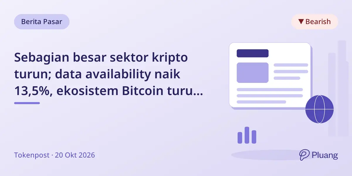 Sebagian besar sektor kripto turun; data availability naik 13,5%, ekosistem Bitcoin turun 19,1% pekan lalu