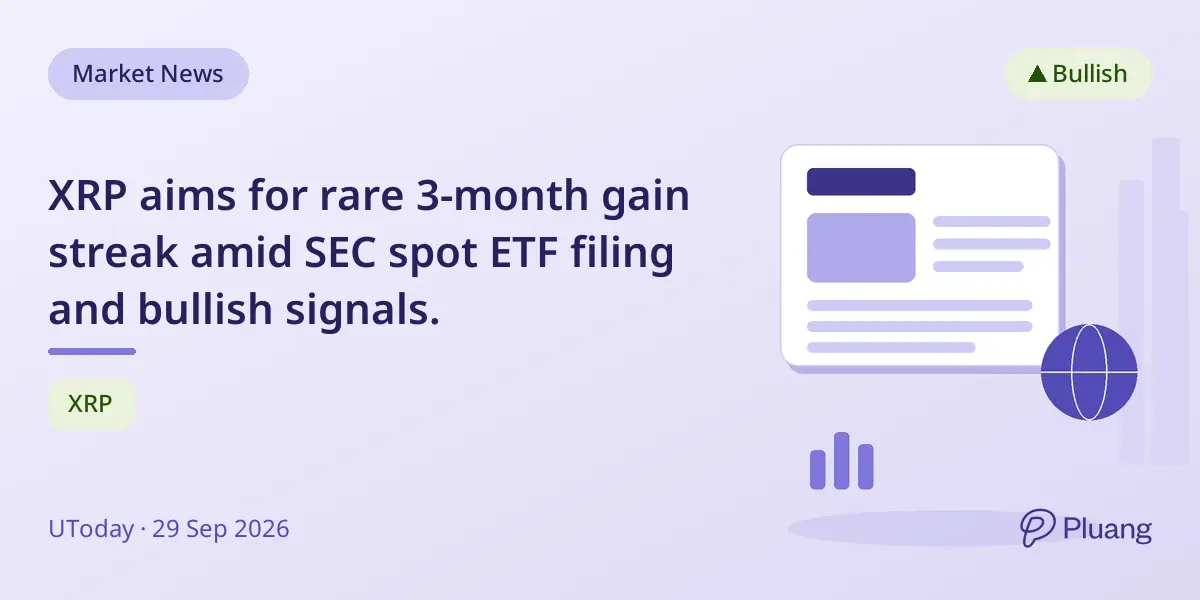XRP aims for rare 3-month gain streak amid SEC spot ETF filing and bullish signals.