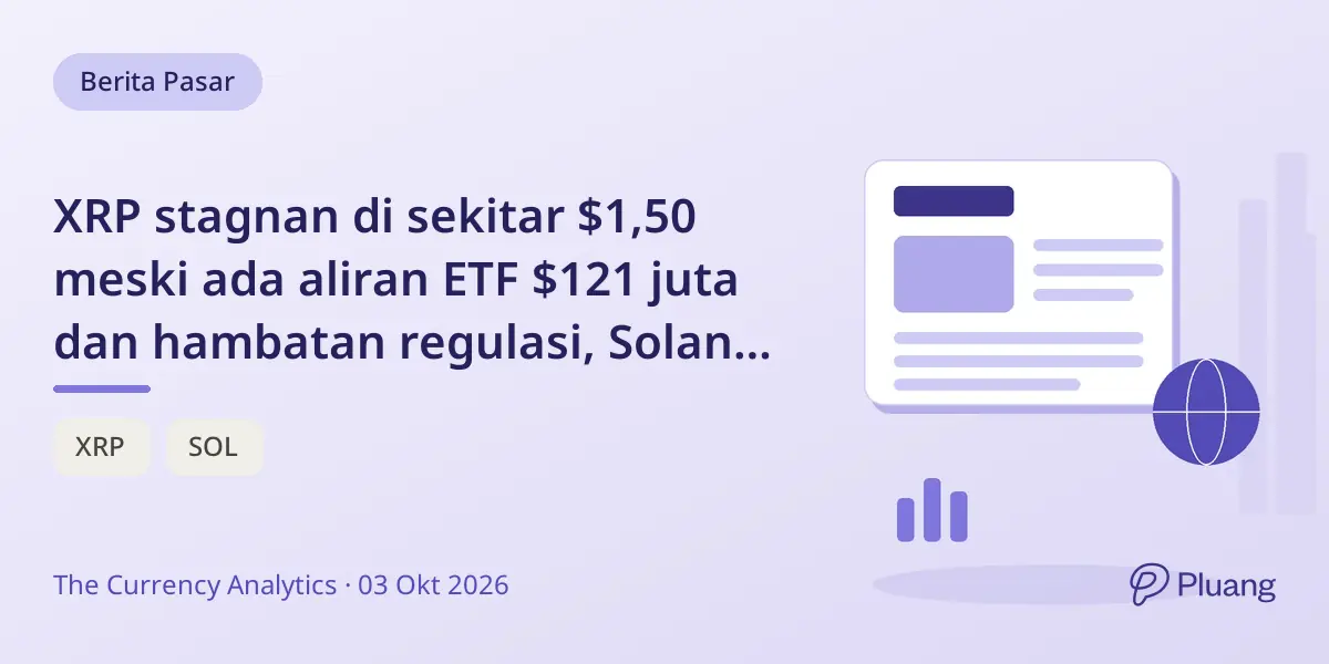 XRP stagnan di sekitar $1,50 meski ada aliran ETF $121 juta dan hambatan regulasi, Solana lebih unggul.