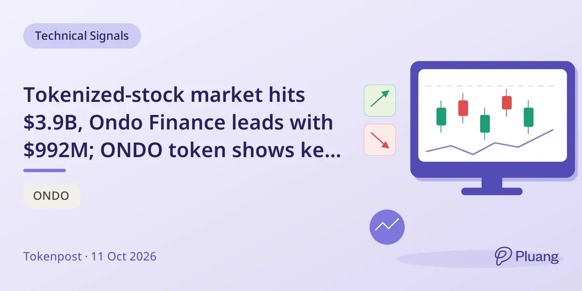 Tokenized-stock market hits $3.9B, Ondo Finance leads with $992M; ONDO token shows key support and resistance levels.