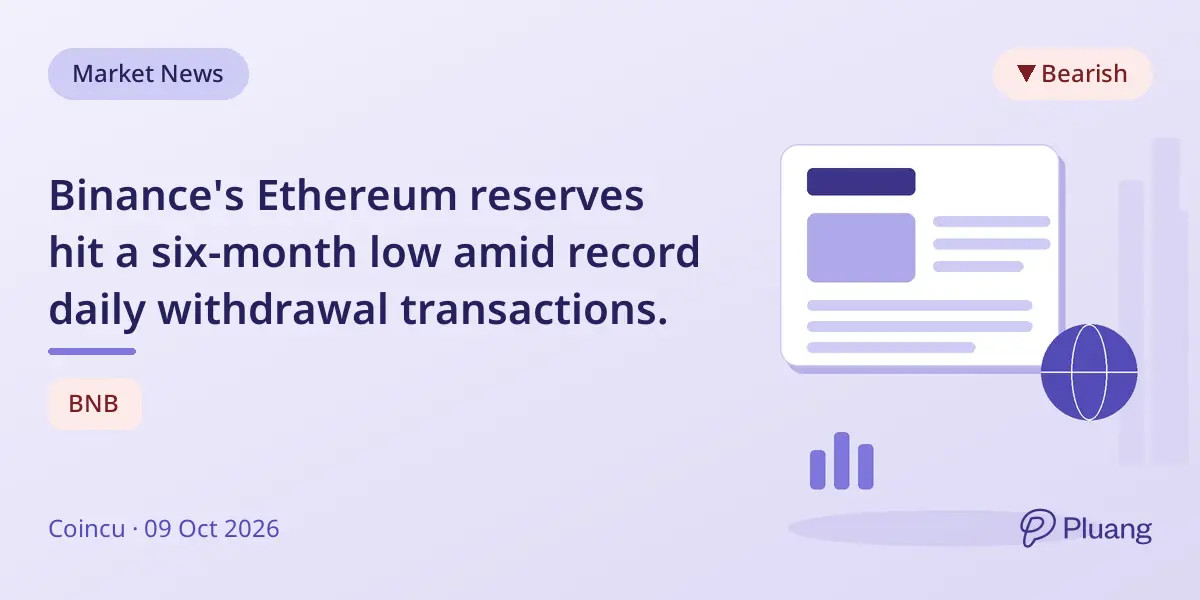 Binance's Ethereum reserves hit a six-month low amid record daily withdrawal transactions.