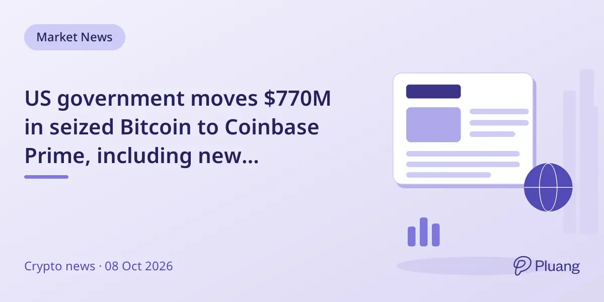 US government moves $770M in seized Bitcoin to Coinbase Prime, including new unidentified assets.
