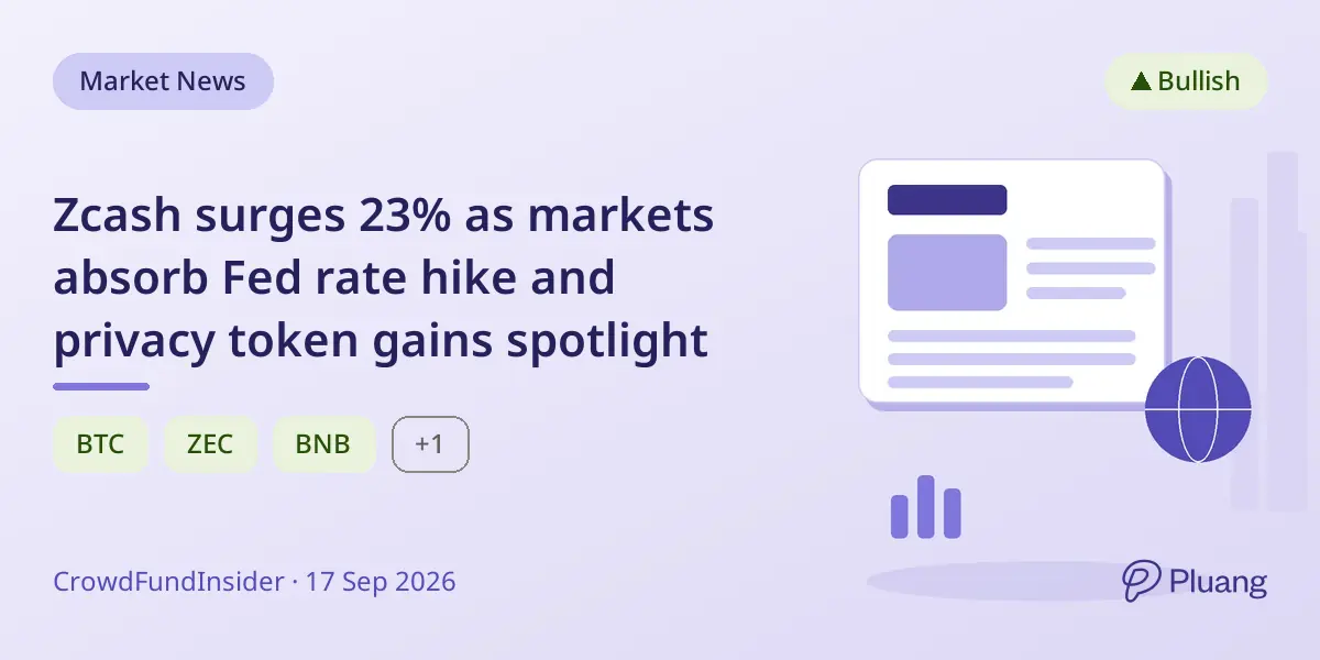 Zcash surges 23% as markets absorb Fed rate hike and privacy token gains spotlight
