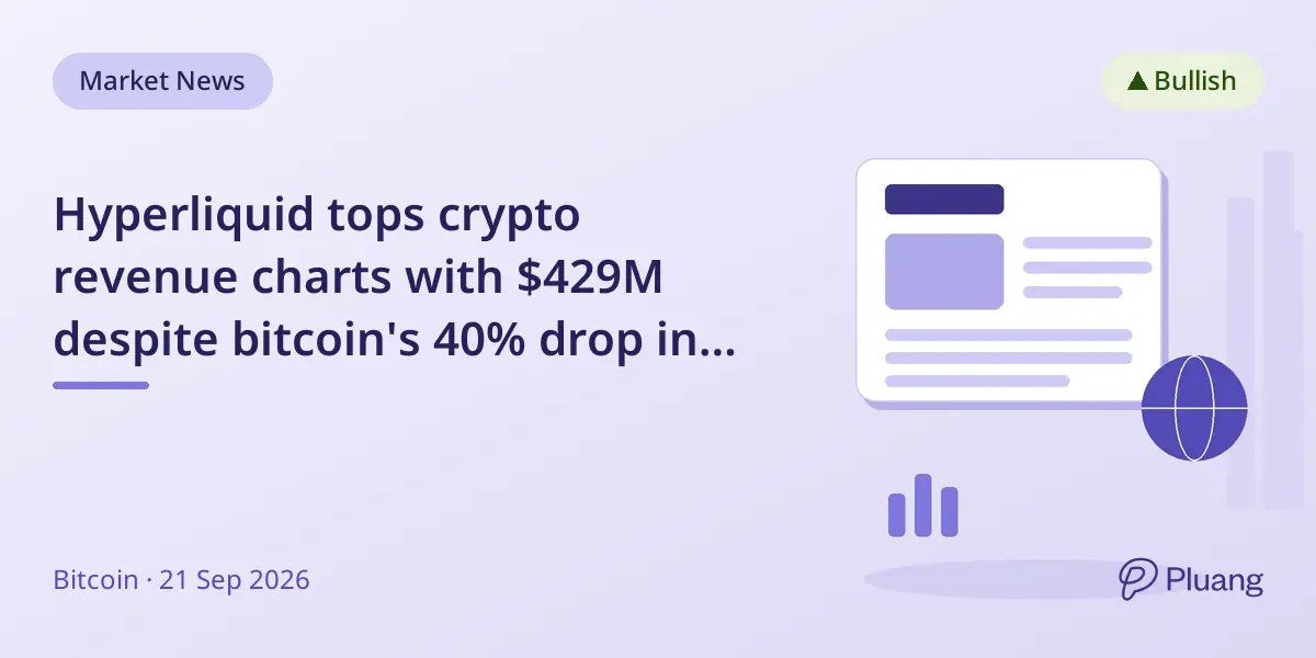 Hyperliquid tops crypto revenue charts with $429M despite bitcoin's 40% drop in 2026