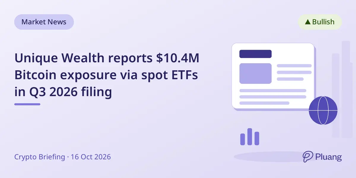 Unique Wealth reports $10.4M Bitcoin exposure via spot ETFs in Q3 2026 filing