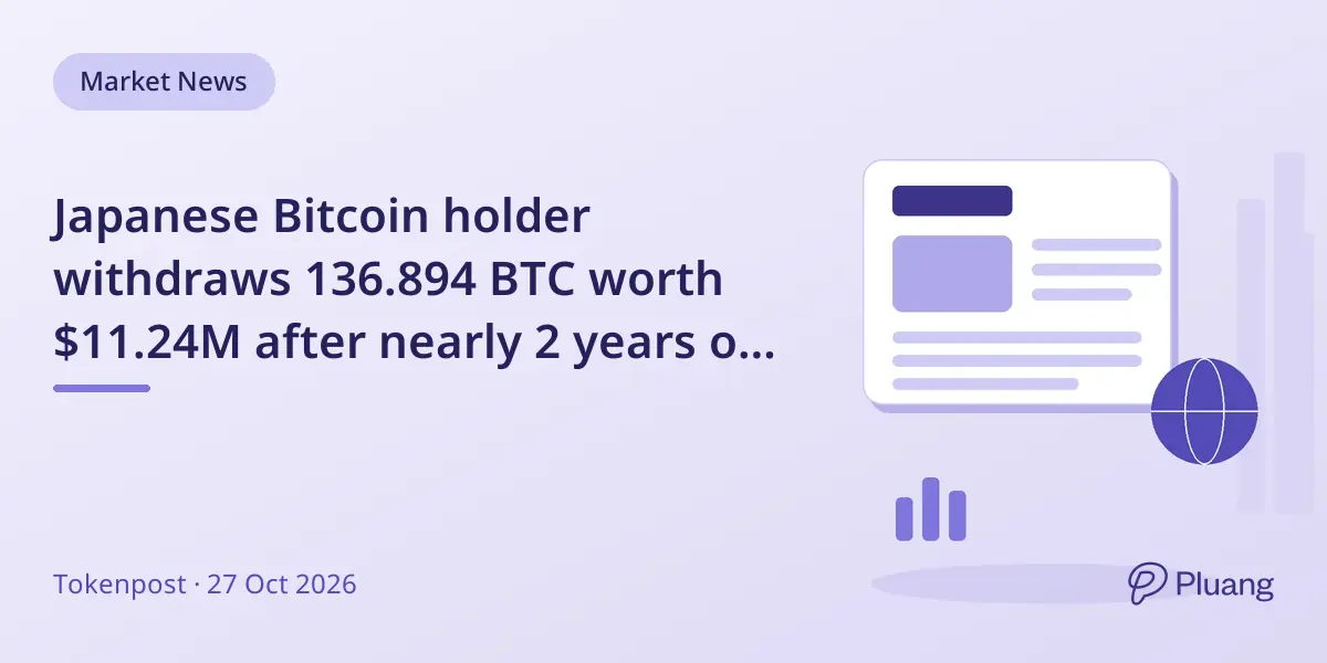 Japanese Bitcoin holder withdraws 136.894 BTC worth $11.24M after nearly 2 years of inactivity