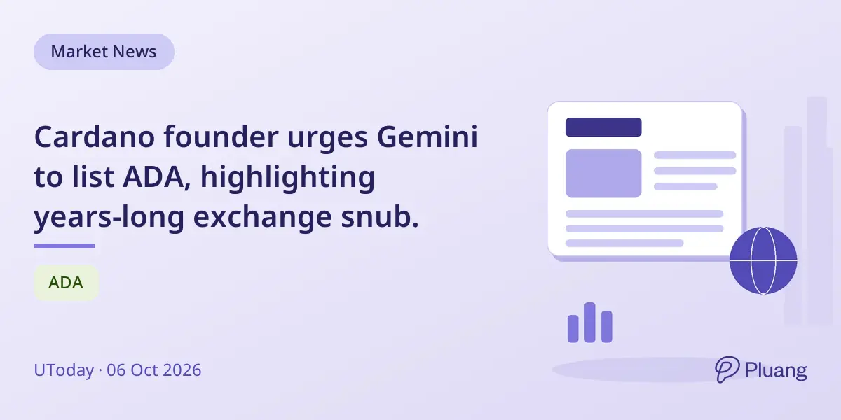 Cardano founder urges Gemini to list ADA, highlighting years-long exchange snub.