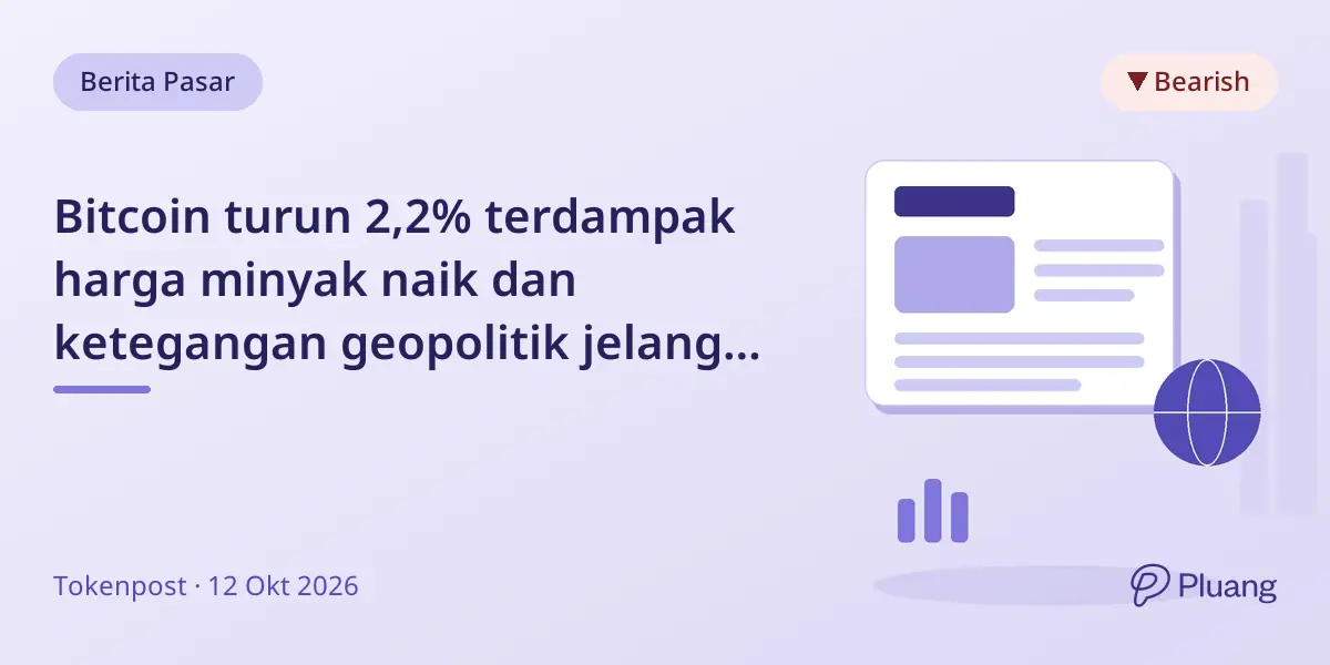 Bitcoin turun 2,2% terdampak harga minyak naik dan ketegangan geopolitik jelang data inflasi AS