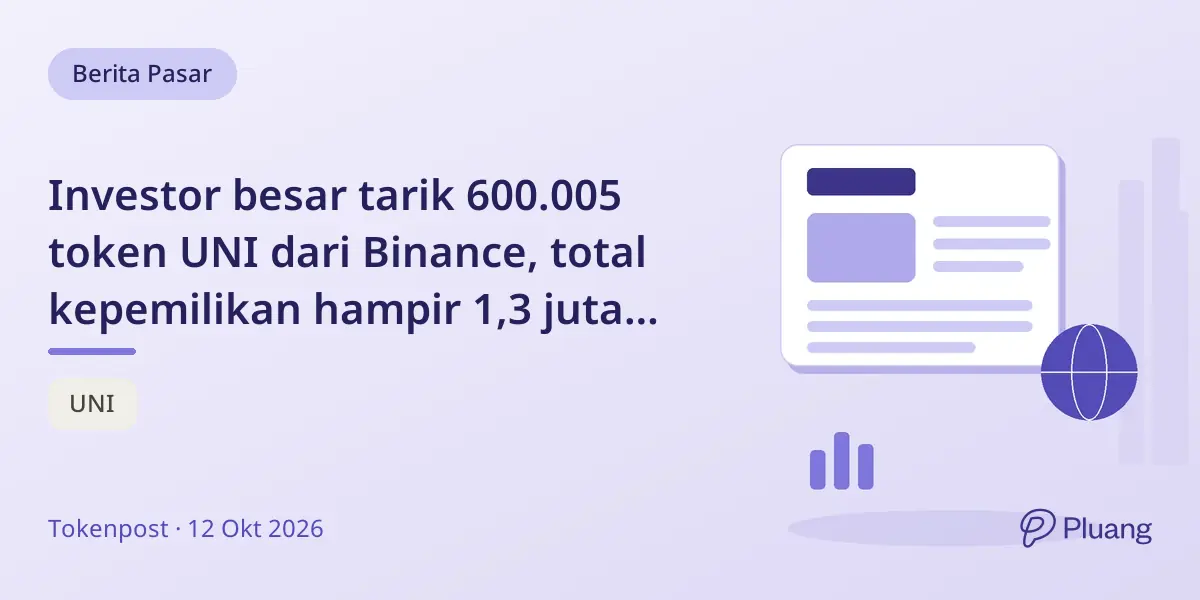 Investor besar tarik 600.005 token UNI dari Binance, total kepemilikan hampir 1,3 juta UNI.