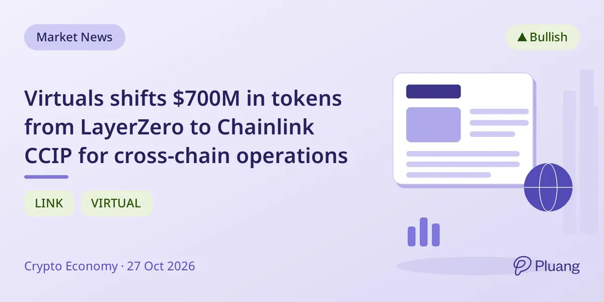 Virtuals shifts $700M in tokens from LayerZero to Chainlink CCIP for cross-chain operations