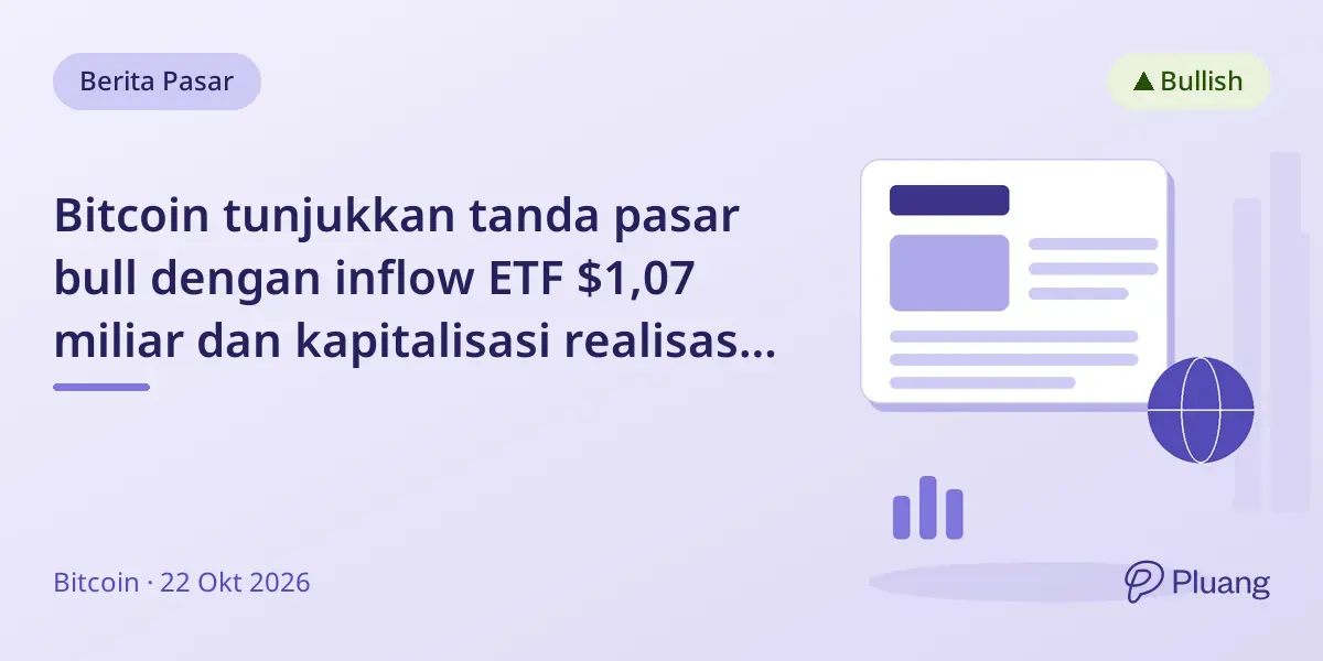 Bitcoin tunjukkan tanda pasar bull dengan inflow ETF $1,07 miliar dan kapitalisasi realisasi naik, kata CEO Cryptoquant.
