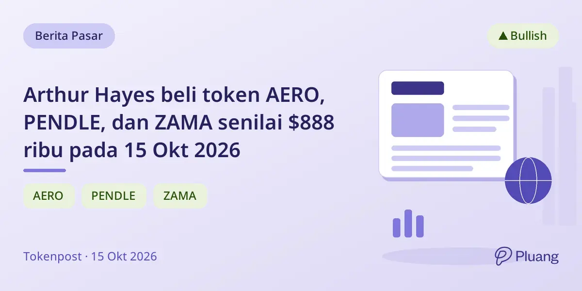 Arthur Hayes beli token AERO, PENDLE, dan ZAMA senilai $888 ribu pada 15 Okt 2026