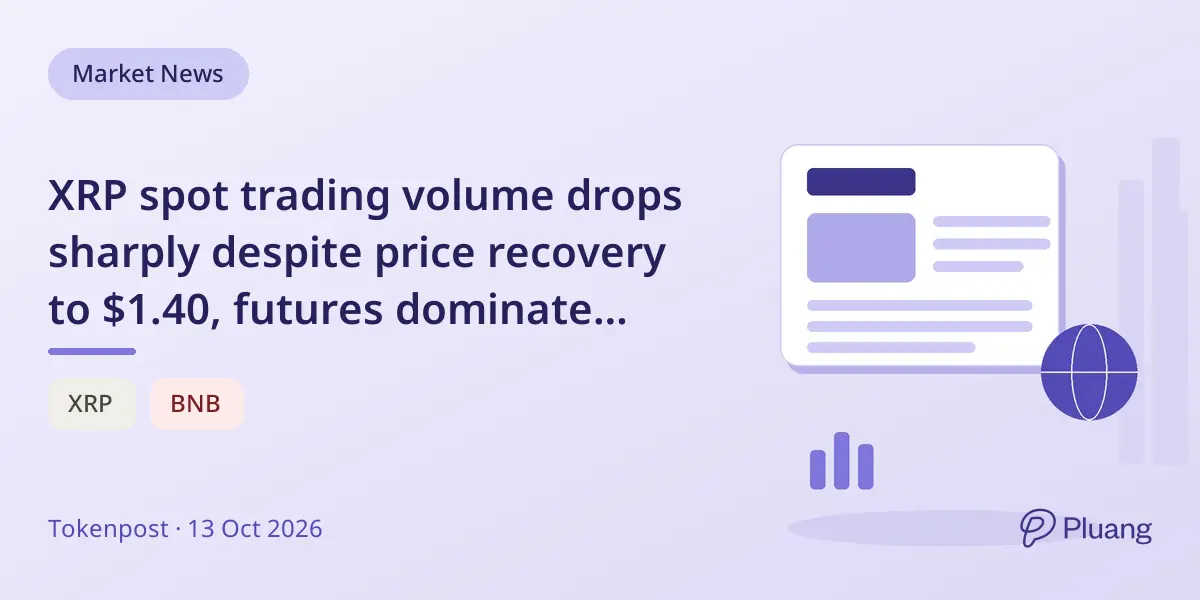 XRP spot trading volume drops sharply despite price recovery to $1.40, futures dominate market activity.