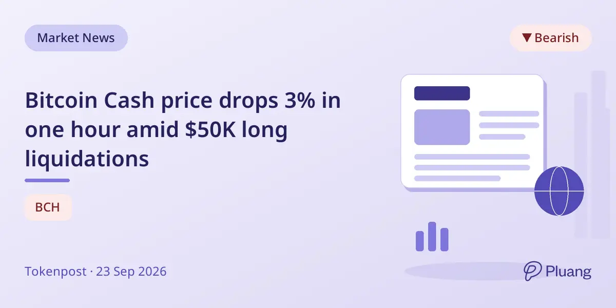 Bitcoin Cash price drops 3% in one hour amid $50K long liquidations