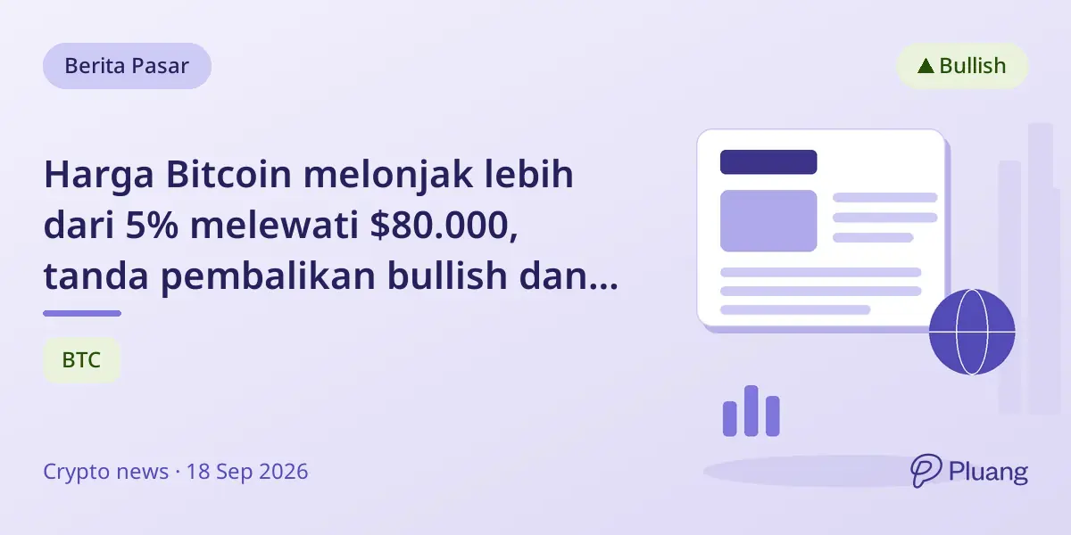 Harga Bitcoin melonjak lebih dari 5% melewati $80.000, tanda pembalikan bullish dan potensi kenaikan lebih lanjut.