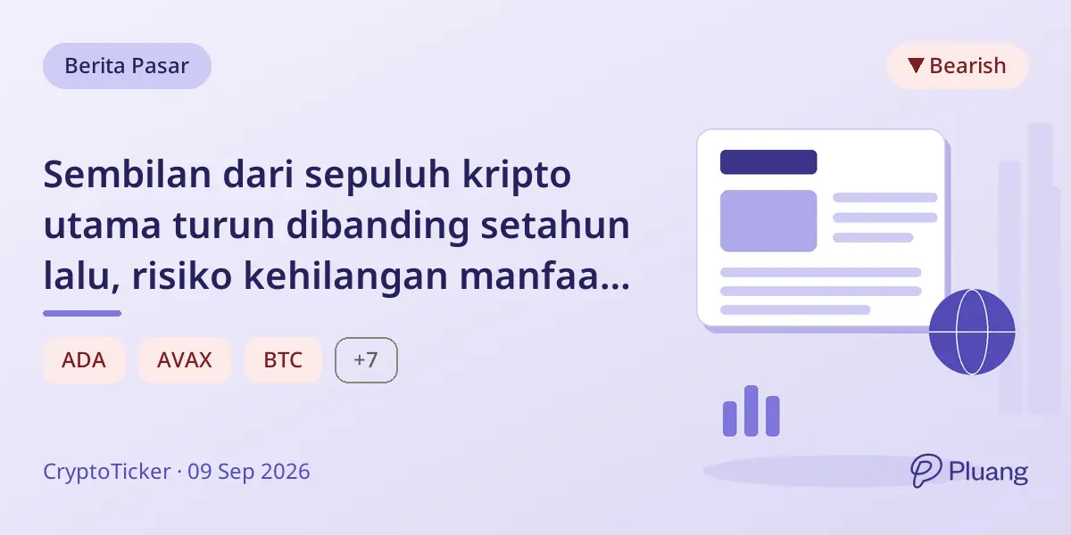 Sembilan dari sepuluh kripto utama turun dibanding setahun lalu, risiko kehilangan manfaat pajak di Jerman.