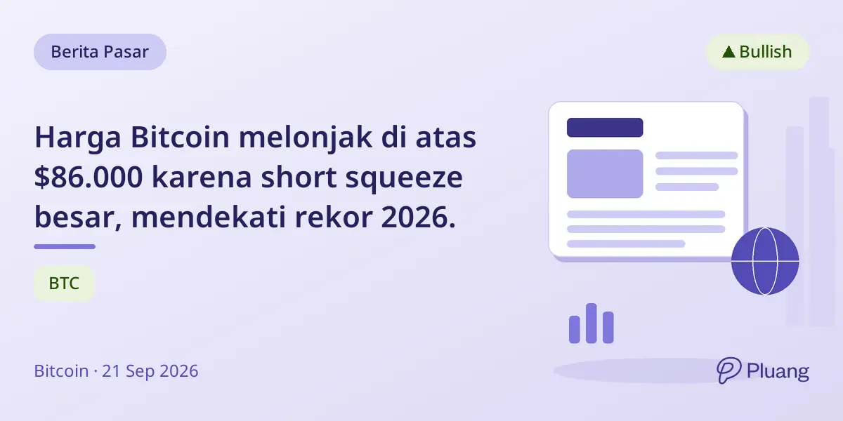 Harga Bitcoin melonjak di atas $86.000 karena short squeeze besar, mendekati rekor 2026.