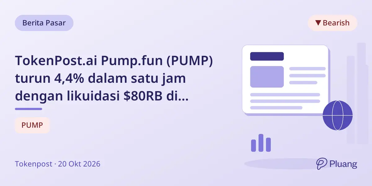 TokenPost.ai Pump.fun (PUMP) turun 4,4% dalam satu jam dengan likuidasi $80RB di Binance, Bybit, dan OKX