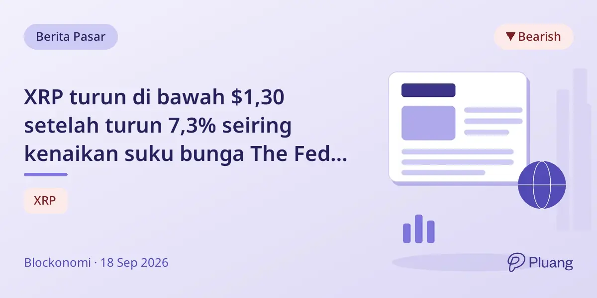 XRP turun di bawah $1,30 setelah turun 7,3% seiring kenaikan suku bunga The Fed dan legislatif kripto mandek