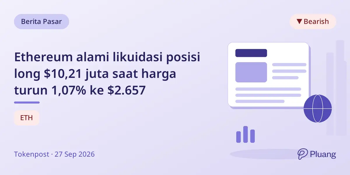 Ethereum alami likuidasi posisi long $10,21 juta saat harga turun 1,07% ke $2.657