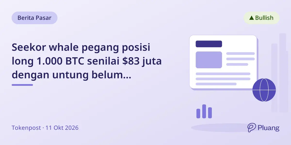 Seekor whale pegang posisi long 1.000 BTC senilai $83 juta dengan untung belum direalisasi $10 juta di Hyperliquid.
