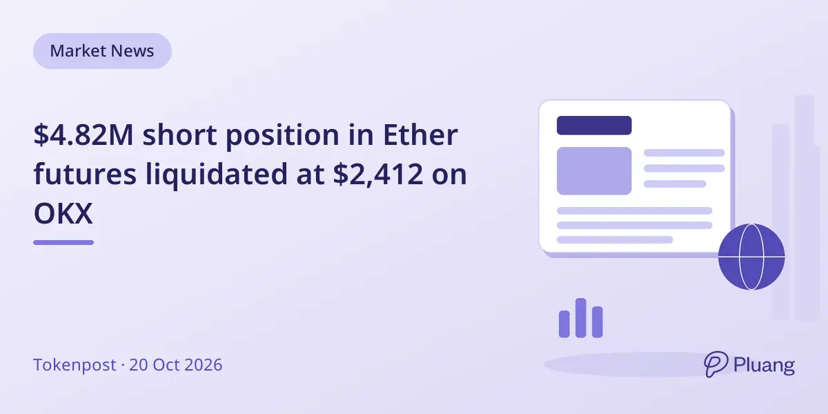 $4.82M short position in Ether futures liquidated at $2,412 on OKX