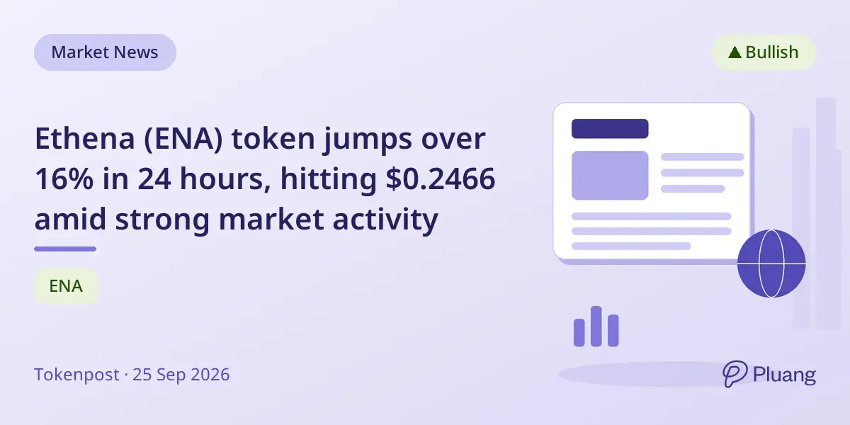 Ethena (ENA) token jumps over 16% in 24 hours, hitting $0.2466 amid strong market activity