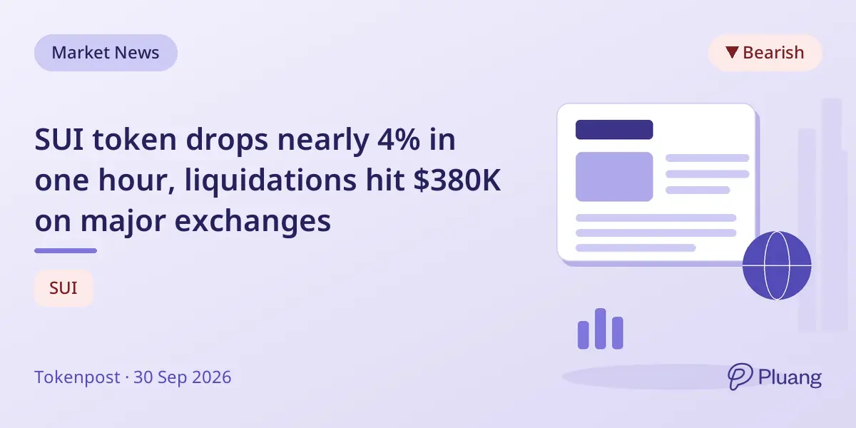 SUI token drops nearly 4% in one hour, liquidations hit $380K on major exchanges