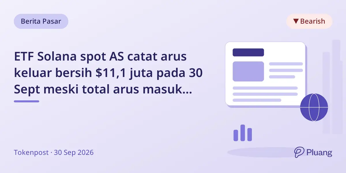 ETF Solana spot AS catat arus keluar bersih $11,1 juta pada 30 Sept meski total arus masuk tetap positif.
