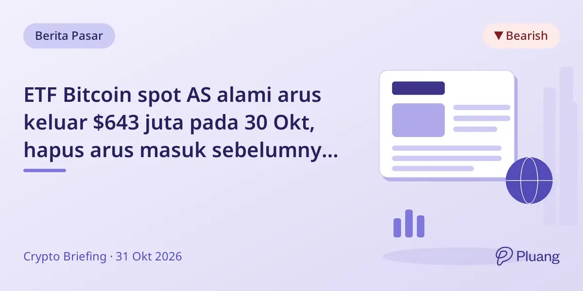 ETF Bitcoin spot AS alami arus keluar $643 juta pada 30 Okt, hapus arus masuk sebelumnya karena kekhawatiran hack Binance.