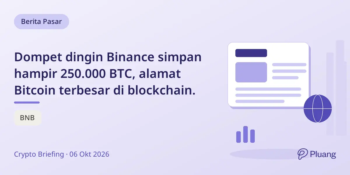 Dompet dingin Binance simpan hampir 250.000 BTC, alamat Bitcoin terbesar di blockchain.