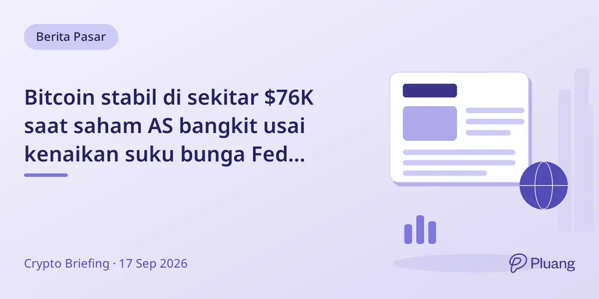 Bitcoin stabil di sekitar $76K saat saham AS bangkit usai kenaikan suku bunga Fed pertama sejak 2023