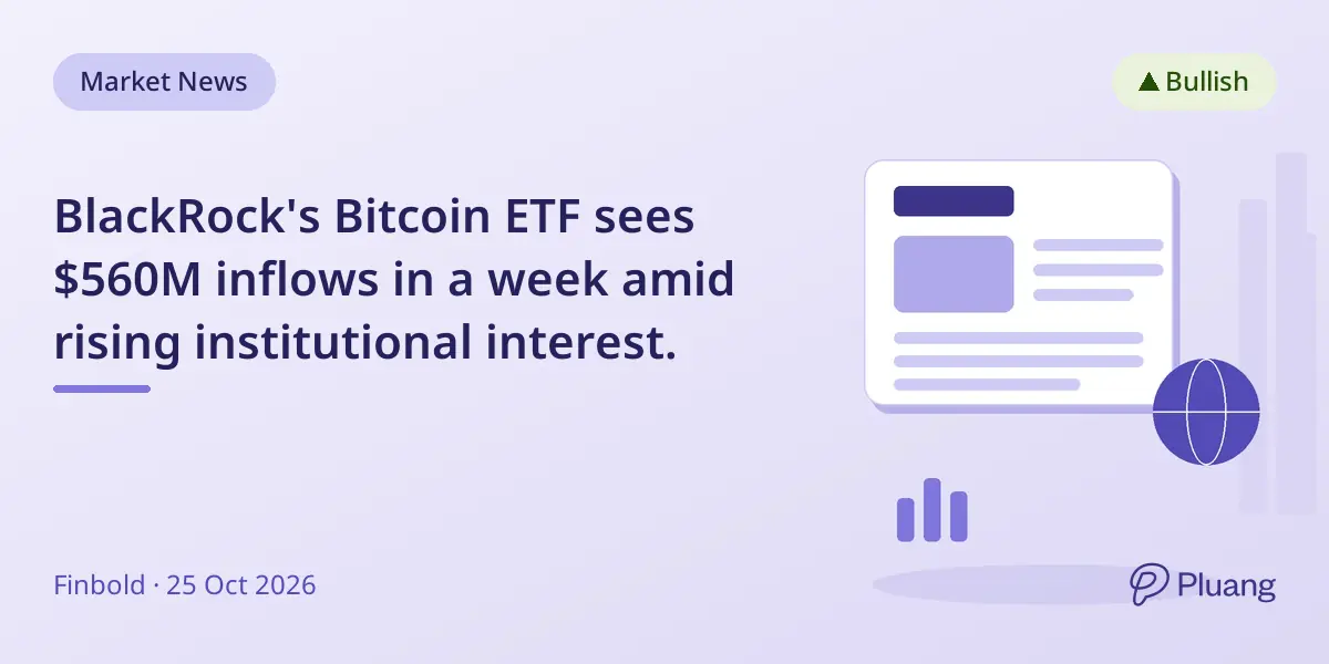 BlackRock's Bitcoin ETF sees $560M inflows in a week amid rising institutional interest.