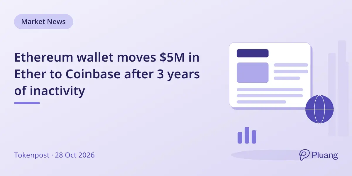 Ethereum wallet moves $5M in Ether to Coinbase after 3 years of inactivity